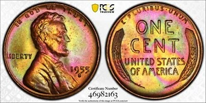1955 S Small Cents Lincoln, Wheat Ears Reverse PCGS MS-63 RB - Picture 1 of 3