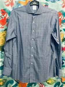 Brooks Brothers "346" blau kariertes bügelfreies Slim Fit Langarmhemd für Herren - Bild 1 von 7