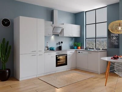 Küche Küchenzeile Küchenblock Winkelküche Weiß Beton  Malia 310x172 cm Respekta - Bild 1 von 4