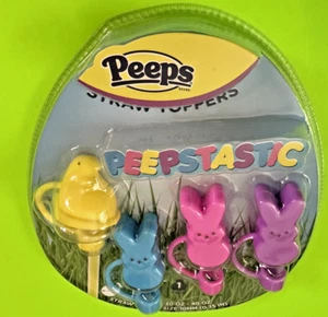 Set of 4 PEEPS Tumbler Straw Toppers Fit 10mm Straws Peepstastic Fast Free Ship - Picture 1 of 6
