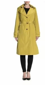 Via Spiga Belted Trench Coat, Chartreuse, Size S, Msrp $240.00 - Picture 1 of 3
