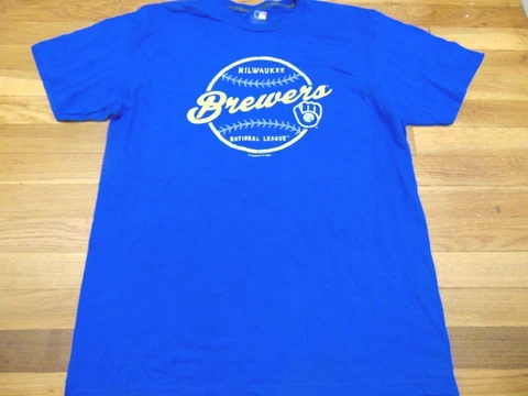 NEW VF IMAGEWEAR RING SPUN SOFT MLB RETRO MILWAUKEE BREWERS BLUE T-SHIRT SIZE L Cover