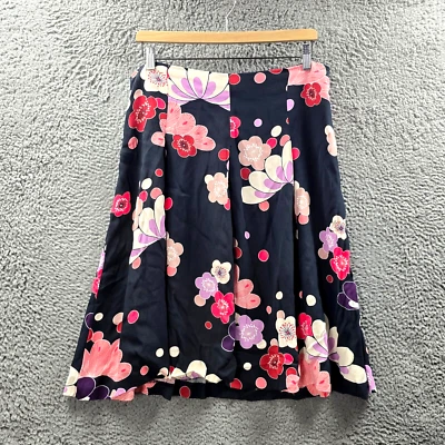 Falda Ann Taylor para mujer línea A talla 12 azul marino rosa púrpura floral hasta la rodilla Foto 1 de 4