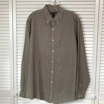 Cherokee 棕色格子领长袖男式衬衫 L — 第 1/4 张图片