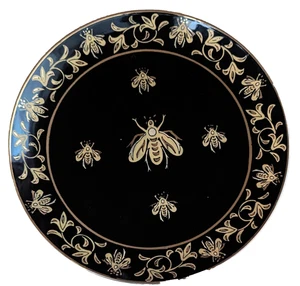 Andrea by Sadek Bee Black Decorative Plate 10" - Picture 1 of 3