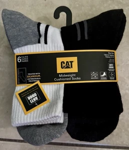 CAT Men’s Midweight Work Socks Cushioned Anti-Odor 2 white, 2 black, 2 white - Picture 1 of 6
