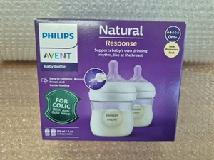 PHILIPS Avent Natural Response Baby Bottles 4oz / 125ml x2 Anti Colic 0m+ - Picture 1 of 4