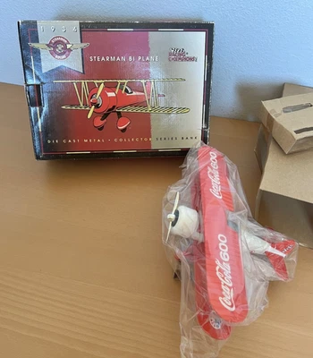 1993 Racing Champions 1934 Stearman Biplane Coca Cola Diecast Coin Bank Plane - Image 1 of 4
