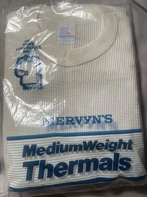 1980s Vintage Mervyns Mens White Waffle Cotton Thermal Shirt Small NOS Deadstock - Image 1 of 3