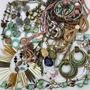 Boho Tribal Ethnic Jewelry Lot–25+ pc Statement Necklaces Earrings Bracelets - Picture 1 of 7