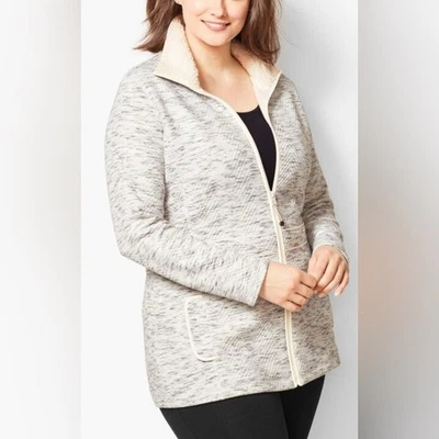 Talbots Cream Sherpa Jacket Size Large - Imagem 1 de 4