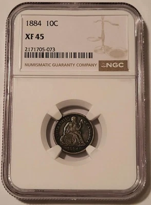 1884 Seated Liberty Dime XF45 NGC Toned - Image 1 of 4