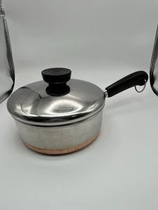 Vtg 1801 Revere Ware 3/4 qt -94d Sauce Pan Pot w/Lid Copper Bottom Clinton, USA - Picture 1 of 7