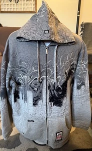 Ecko UNLTD Sudadera con Capucha Para Hombres XXL Gris Arte del Progreso New York Skyline Streetwear Y2K - Imagen 1 de 22