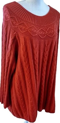 TALLA 26/28 JESSICA LONDRES ROJO CEREZA CABLE TEJIDO CUELLO BARCO SUÉTER SUÉTER  Foto 1 de 4
