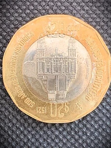 BIMETALLISCHE MEXIKANISCHE MÜNZE 20 $ PESOS 500 AÑOS MEMORIA HIST MEXIKO TENOCHITLAN  - Bild 1 von 2