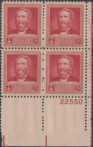 Plate Block of 4 stamps - Scott 875 - 2 cent - Dr. Crawford W. Long - 1940 - MNH - Picture 1 of 1