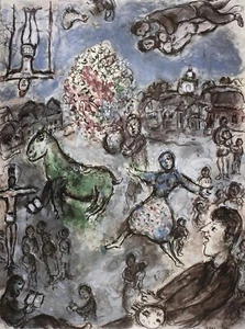 Marc Chagall, Komposition mit grünem Pferd, handsignierte Lithographie - Bild 1 von 7