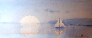 AUSTRALIAN WATERCOLOUR ON PAPER SUNRISE BY CLIVE SINCLAIR     P175 - Picture 1 of 4