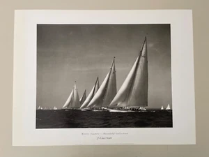 MYSTIC SEAPORT, J-CLASS START, 1937 SAILING ,AUTHENTIC 1999 ART PRINT - Picture 1 of 12