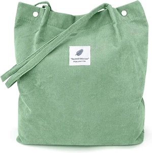 Tote Women Girls, Large Capacity Corduroy Reusable Grocery Shoulder Bag with Inn - Picture 1 of 7