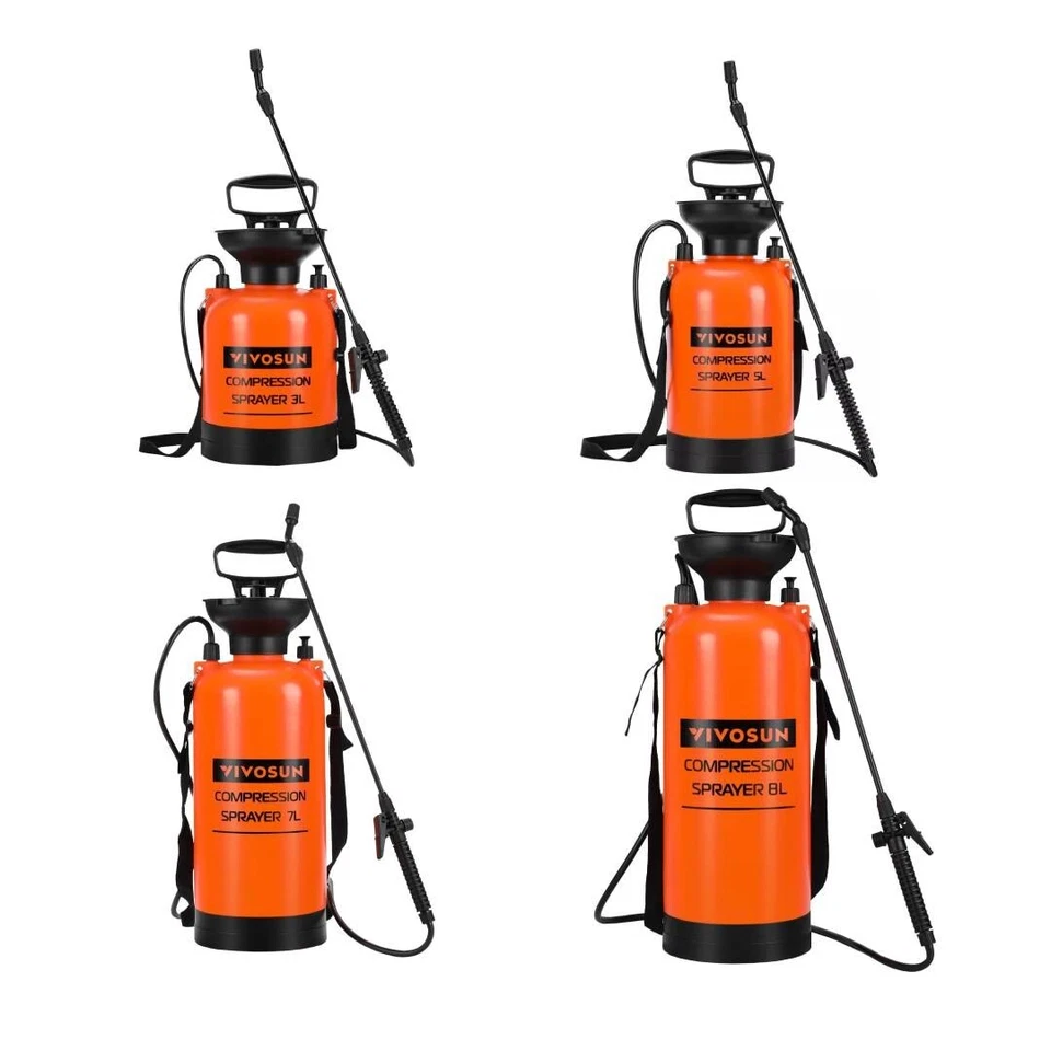 VIVOSUN Drucksprüher 3/5/7/8 Liter Gartenspritze Pumpsprüher Sprühflasche