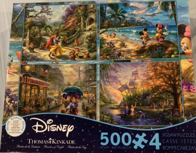 Ceaco Thomas Kinkade The Disney Collection 4 in 1 Multipack Jigsaw Puzzle 500 pc - Image 1 of 4