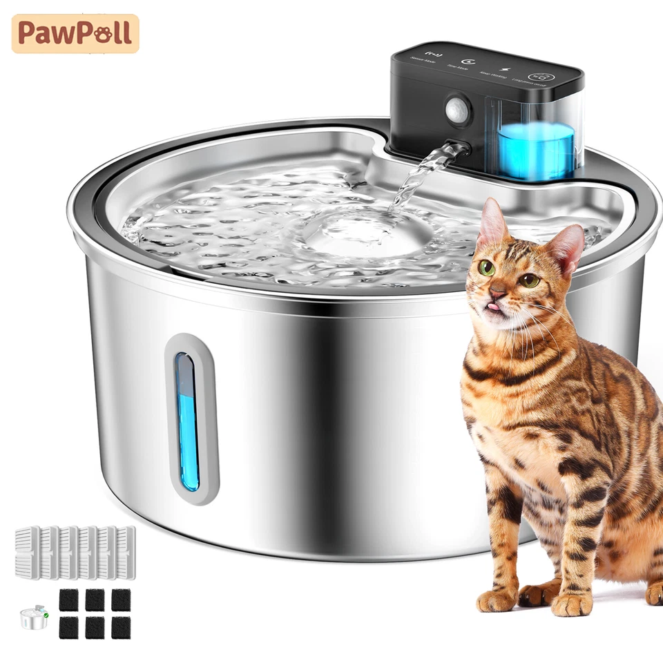 3.2L Edelstahl Trinkbrunnen Haustier Automatisch Wasserspender für Katzen Hunde  - Bild 1 von 1
