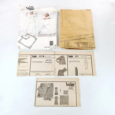 Little Vogue Sewing Pattern 2878 Baptism Christening Gown Bonnet Open Uncut    - Image 1 of 3