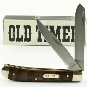 Cuchillo de bolsillo plegable Schrade Old Timer trapper con 2 cuchillas de acero inoxidable. 94OTW - Imagen 1 de 11
