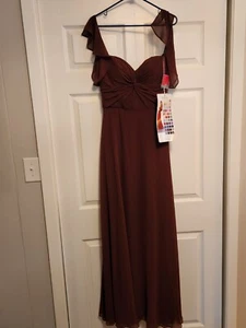 NWT Morilee Madeline Gardner 8 Red Maroon Chiffon Formal Bridesmaid Prom Dress - Picture 1 of 7