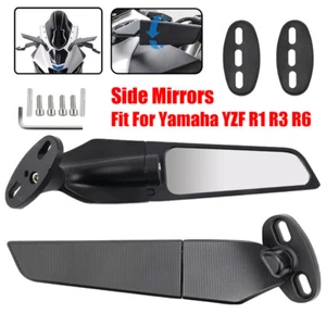 Side Mirrors Fit For Yamaha YZF R1 R3 R6 Rearview Wind Wing Mirror Adjustable - Bild 1 von 10