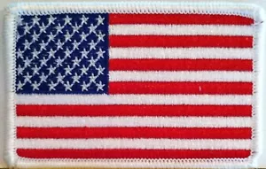 American Flag 3 x 2 Patch With Hook & Loop  Fastener White Border #2 - Picture 1 of 1