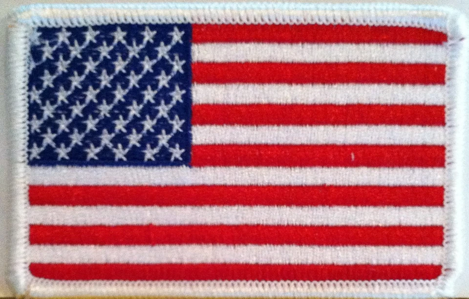 American Flag 3 x 2 Patch With Hook & Loop  Fastener White Border #2 - Image 1 of 1