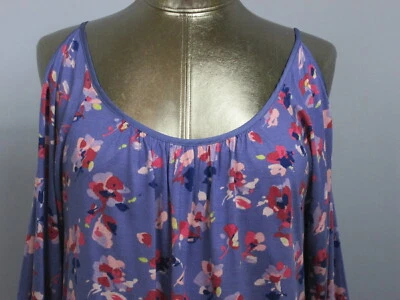 Lauren Conrad Cold Shoulder Top Womens Size M Chest 39 Purple Floral 212-24072 - Image 1 of 4