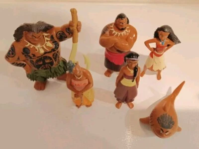 Disney Moana Figures Cake Toppers Lot Of 6 - Image 1 of 3