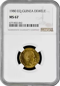 Equatorial Guinea 1 ekwele 1980, NGC MS67, "President Teodoro Nguema"Top Pop 1/0 - Picture 1 of 2