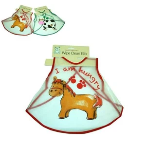 1 x Baby Bib 2 Design Horse & Cow Birth Up Costumes Toddler Eating Drinking - Picture 1 of 3