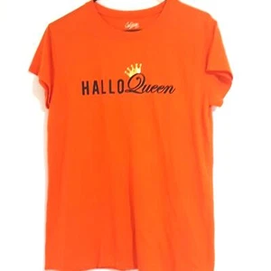 Hallo Queen Womens Sz M Orange with Gold Crown Short Sleeves Tee Shirt NWOT - Picture 1 of 7