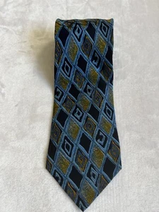 BRIONI Vintage VTG Blue Geometric 100% Silk Mens Luxury Tie - Picture 1 of 11