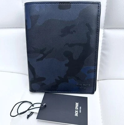 NWT Jack Spade Men's Travel Passport Case Wallet Army Blue Camo Dot W6RU0420 - Image 1 of 4