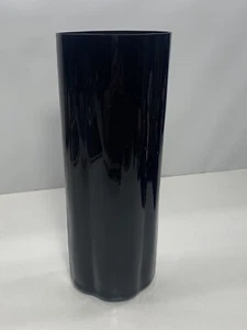 "Florero de vidrio MCM columna acanalada cilindro amatista negro vintage corte áspero de 10""" - Imagen 1 de 9
