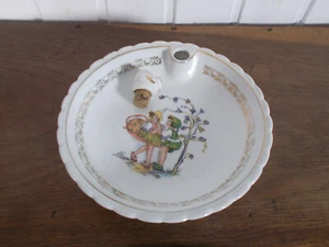 Assiette bouillie bébé  bouchon 2 enfants BERRY haute porcelaine CNP - Picture 1 of 5