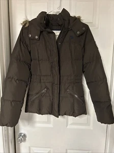 Little girls brown hooded fuzzy coat by Abercrombie and Fitch size extra large - Picture 1 of 2