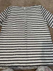 New Womens Michael Kors Lace/Sequin Striped Lined Shirt Blouse Size 8 - Picture 1 of 7