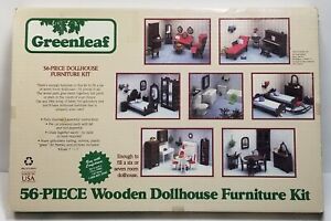 1982 Greenleaf Miniature Dollhouse Furniture 7 Room/56 Pcs Wood Kit  #9010 *READ