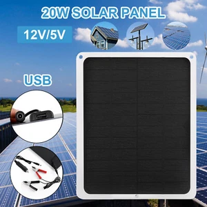 20W Solar Panel 12V Trickle Charger Battery Charger Kit Maintainer Boat Car RV - Picture 1 of 18