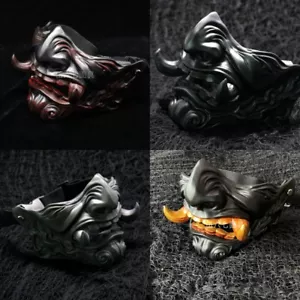 Prajna Devil Hannya Noh Kabuki Demon Half Face Resin Mask Halloween Cosplay Prop - Picture 1 of 14