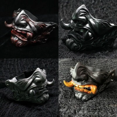 Prajna Devil Hannya Noh Kabuki Demon Half Face Resin Mask Halloween Cosplay Prop - Image 1 of 4