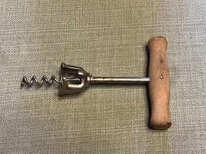 Vintage Wooden T-Handle Bell Corkscrew Stainless Steel Wine Bottle Opener - 8322 - Picture 1 of 6